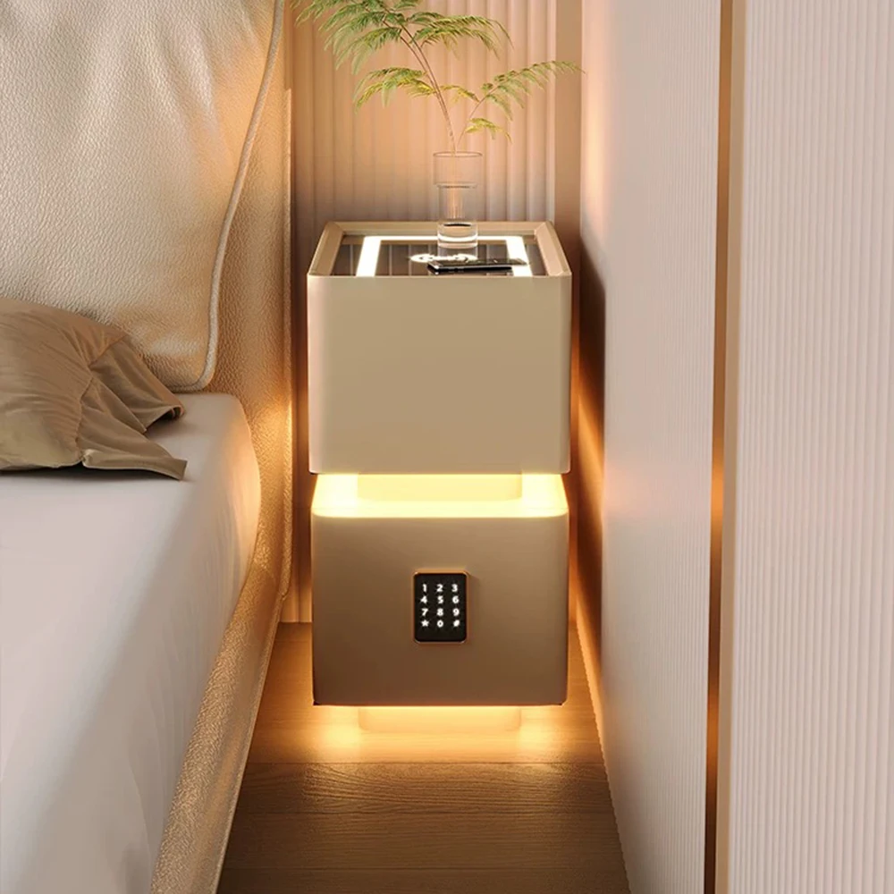 Mini Ultra-narrow Smart Bedside Table New Simple Wireless Charger Advanced Sense With Lock Bedroom Smart Bedside Table Cabinet