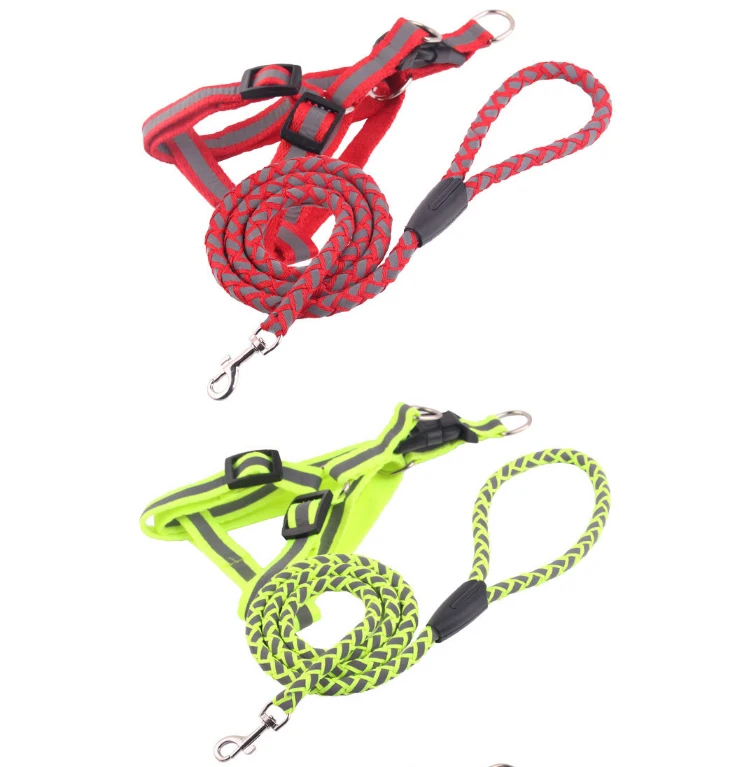 High Quality Dog Harness Reflective Pet Harness and Leash Dog Cat Chest Strap Pet Supplies Factory Wholesale