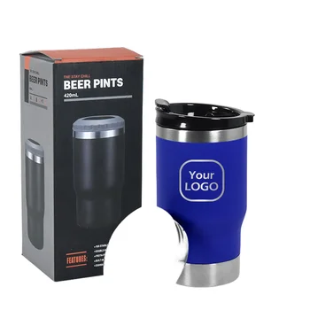 Custom 14oz Double-Walled Vacuum Insulated Stainless Steel Beer Can Cooler 4-in-1 Usage for Beverages & Wine Powder Coating