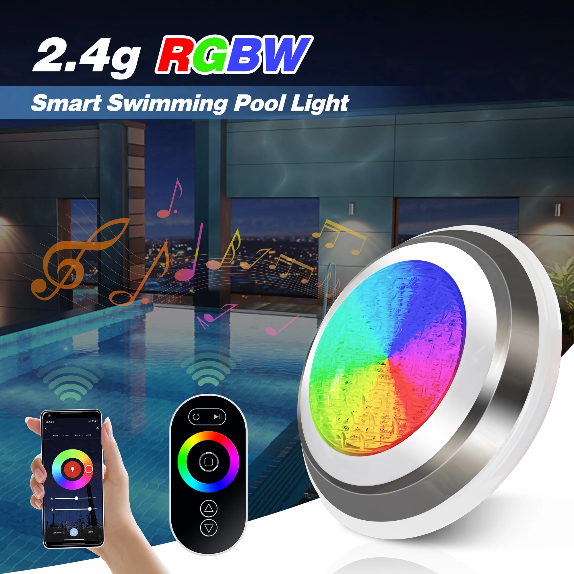 Rgbr Led Pool Light Ip68 Waterproof Smart Led Pool Lights With Remote ...