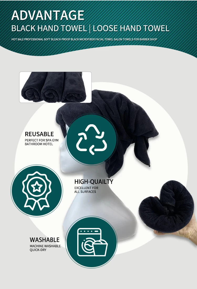 Black Bleach Proof Bleach Safe Bleach Resistant Hand Towels For Salon