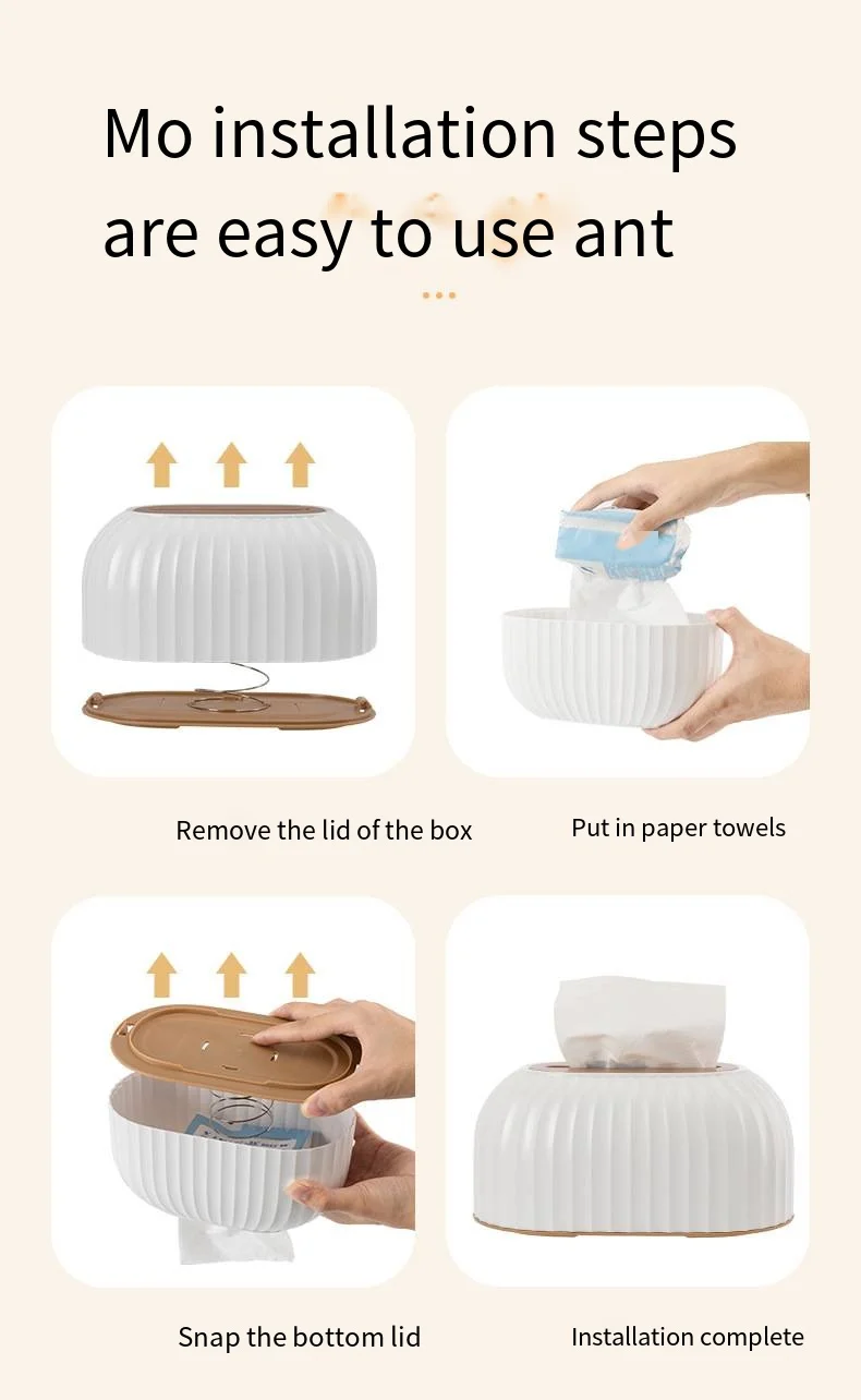 Light luxury vertical plastic tissue box desktop household stripe creative shell non-slip spring paper box supplier