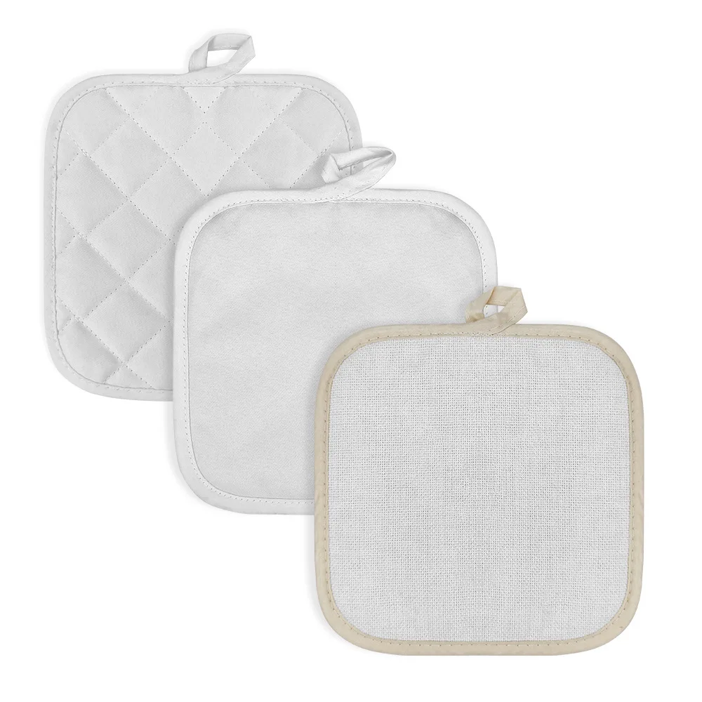 8 Inch Linen Sublimation Pot Holder Blank Customized Logo Printing Kitchen Cookware Sublimated