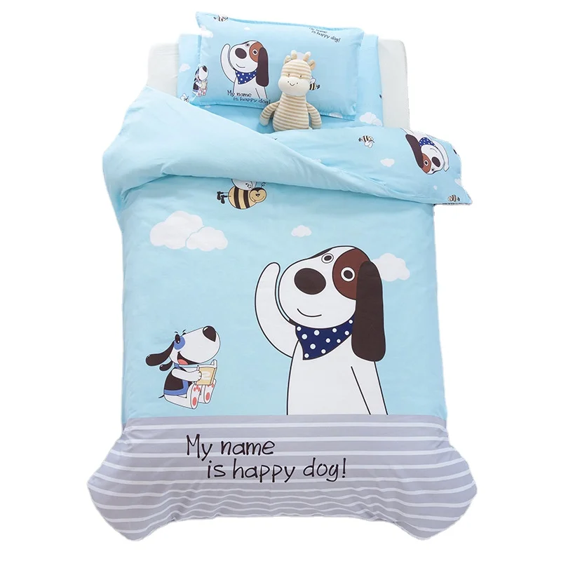 Cartoon Printed 100% Cotton Bedroom Crib Bedding Set Air Permeable Baby Duvet Cover King Twin Size para sa Comforter para sa Mga Hotel