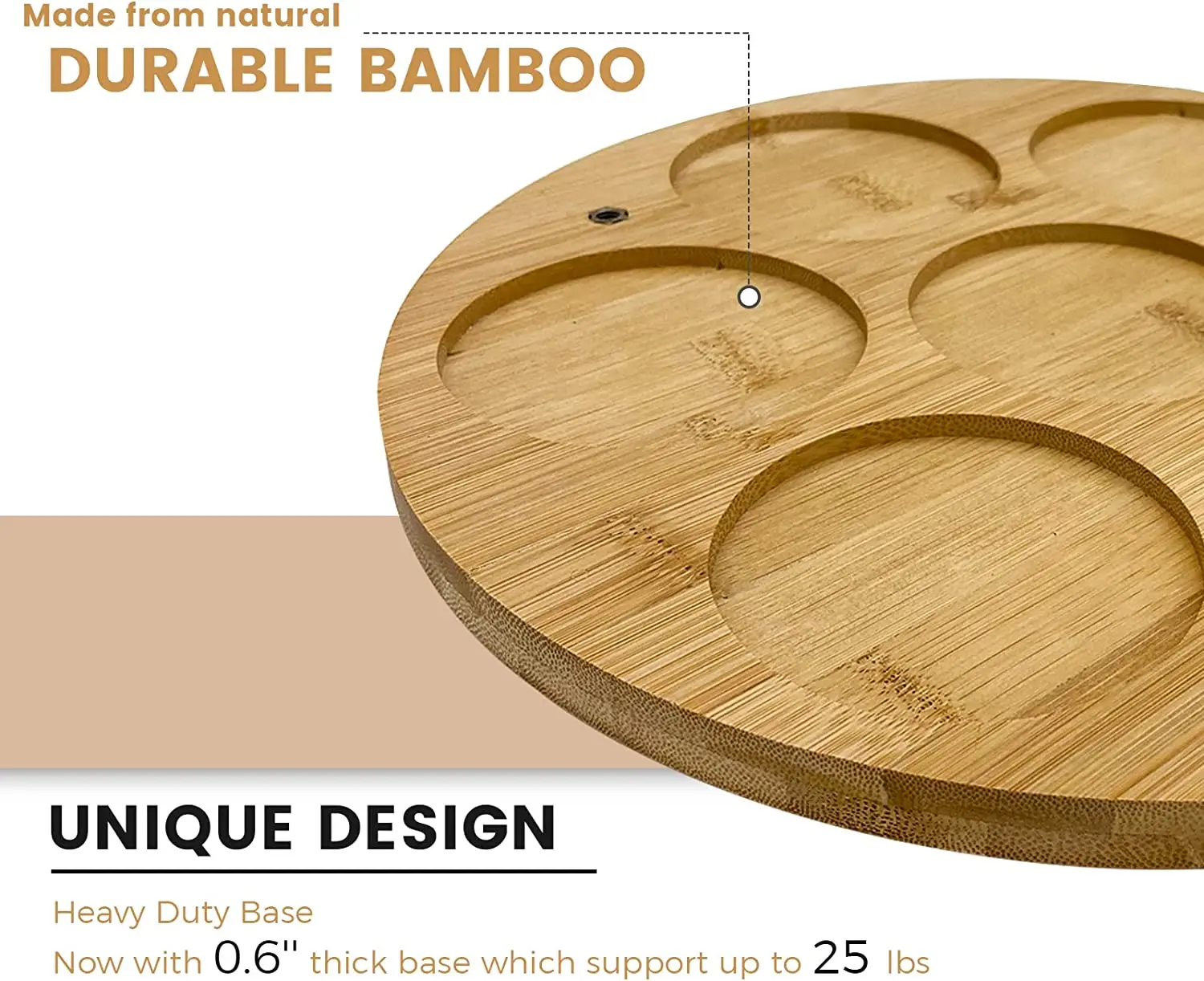 Bamboo Rotating Coffee Syrup Rack Countertop Bottles Rack Organizer Lazy Susan Syrup Serving Station for Kitchen