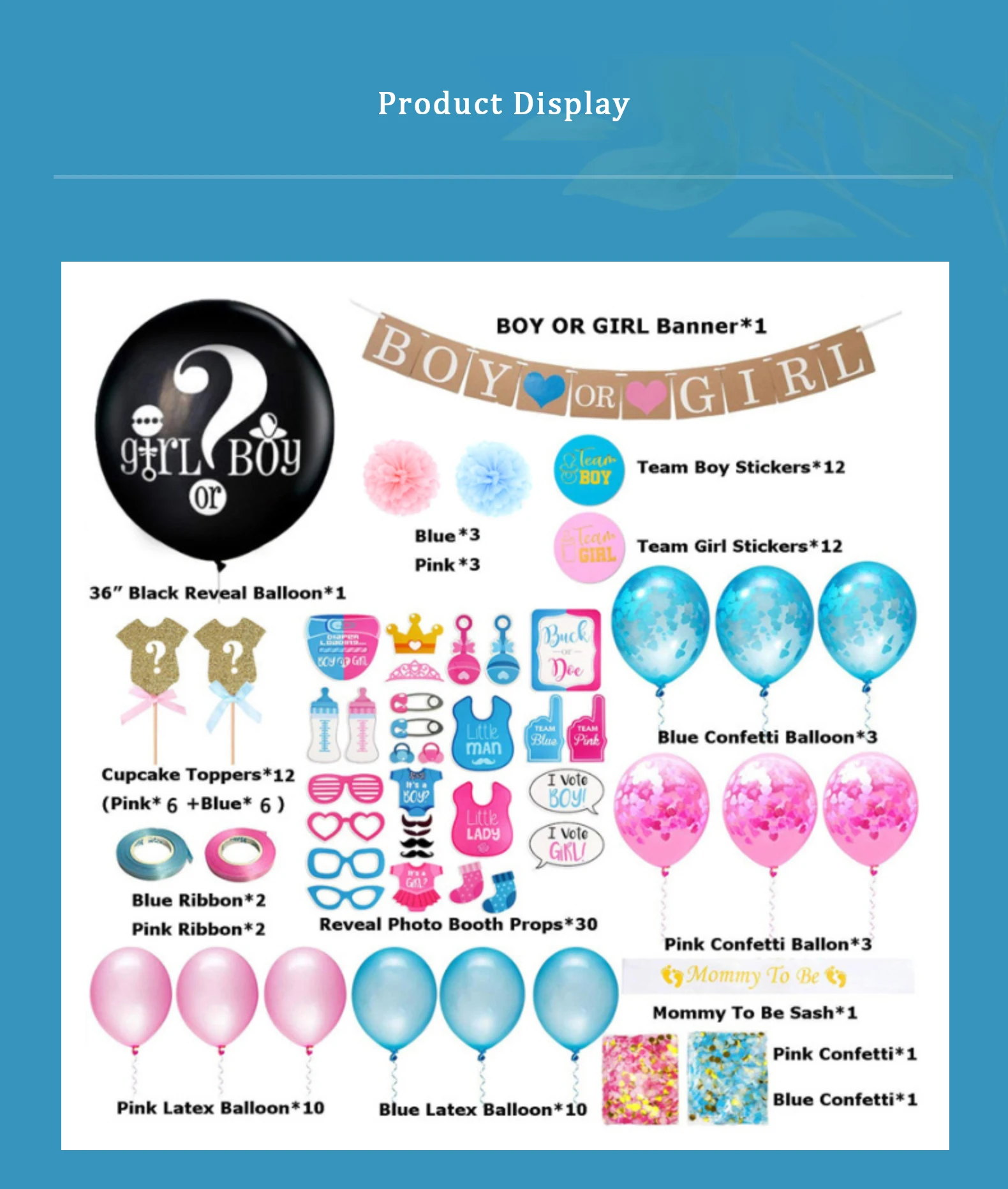 Gender Reveal Boy Or Girl Balloon Shoulder Strap Photo Prop Baby Shower ...