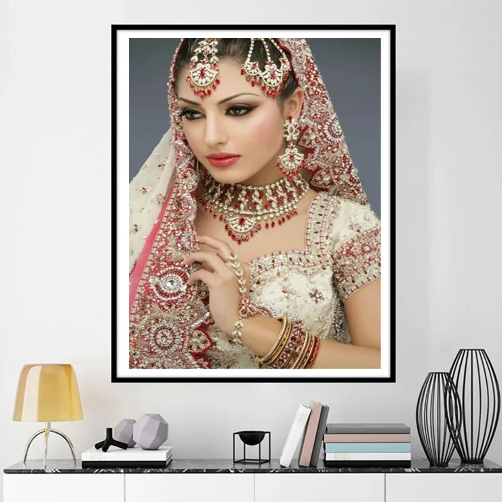 Huacan Paint By Number Indian Woman Drawing On Canvas Oil Painting By Numbers Portrait