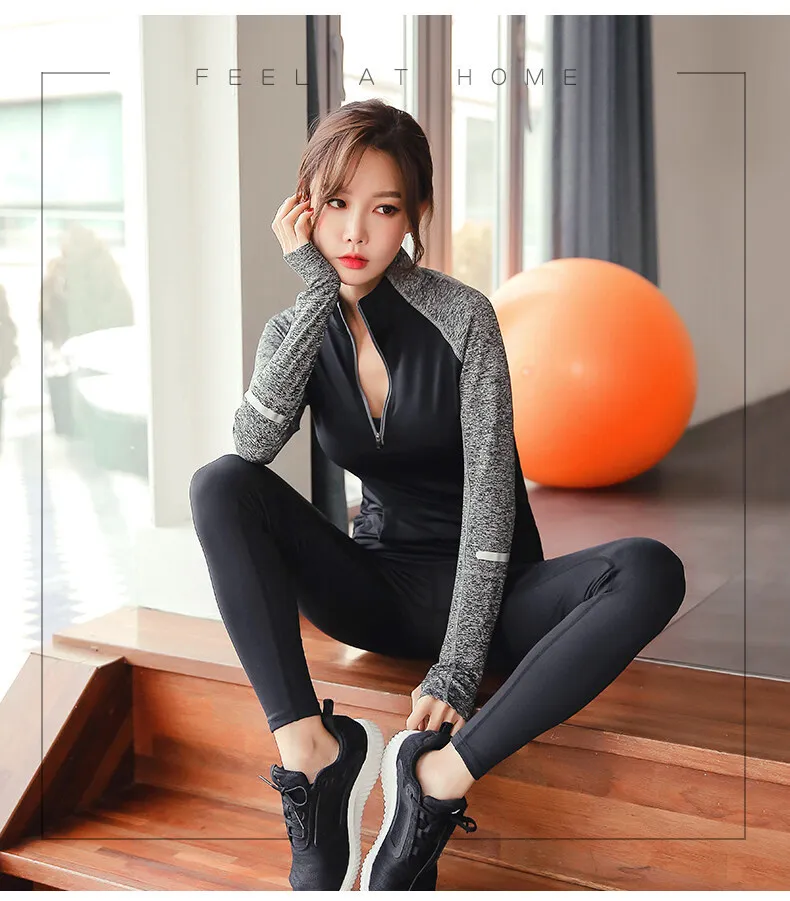 2024 Custom Logo Yoga Wear Activewear Workout Sportswear Woman Long Sleeve Fitness Wear 3 Piece Legging Gym Fitness Sets details