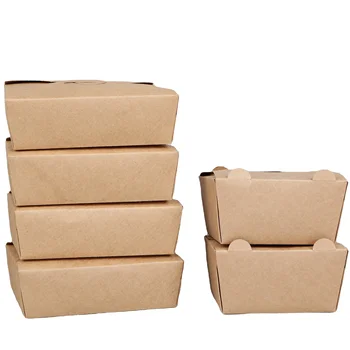 China factory brown kraft paper food lunch box biodegradable kraft box white for take out