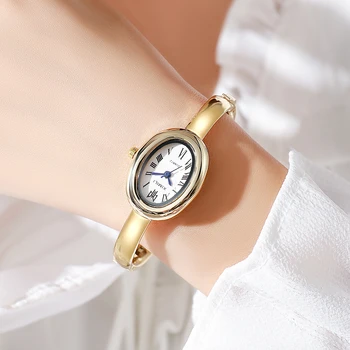 Women\'s Silver Analog Quartz Oval Waterproof Vintage Bracelet Luxury Wrist Watch Orlean Womens Oval Extra Long (XL) Easy to Read Stretch  main image 4