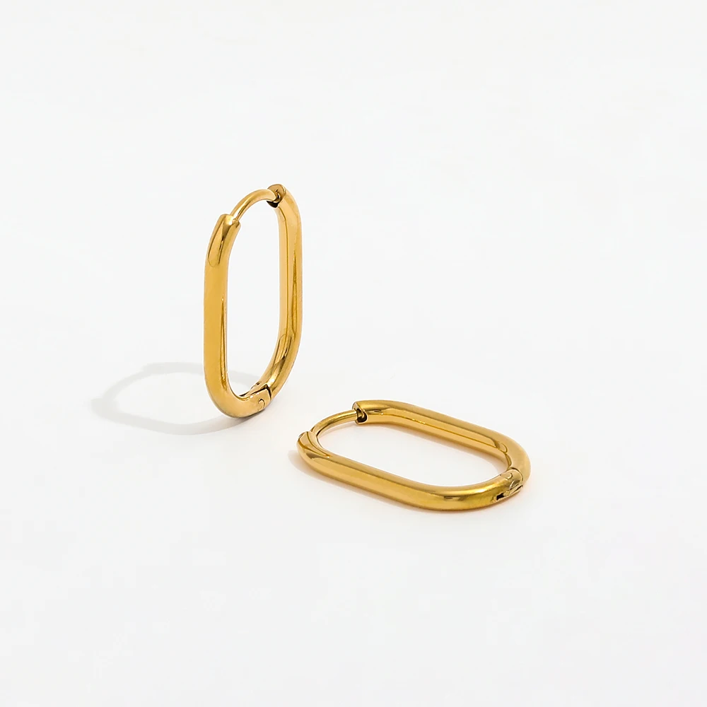 Joolim High End 18k Gold Plated Oval Huggie Earrings For Women ...