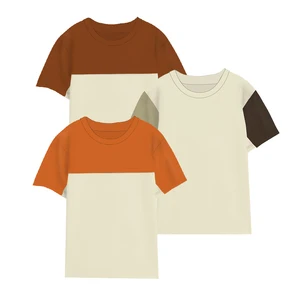 Soft Cotton Baby Short-Sleeve Tees: Color Block Design, Round Neck for Daily Wear & Summer
