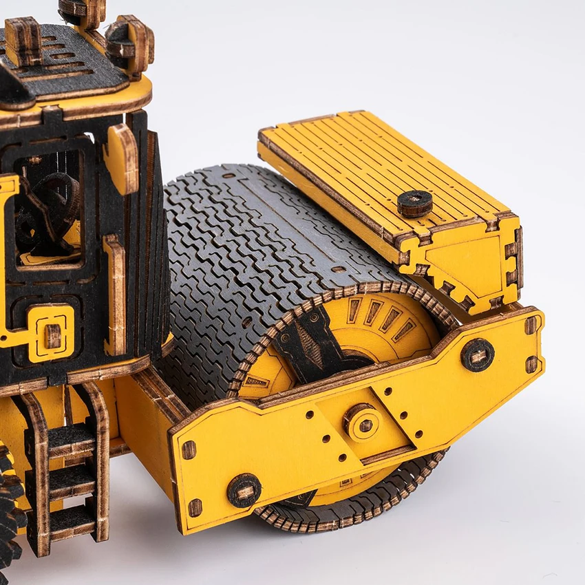 Robotime Rokr US Warehouse DIY Series TG701K Road Roller Engineering Vehicle Model Kits Wooden Educational Toys 3D Wood Puzzles
