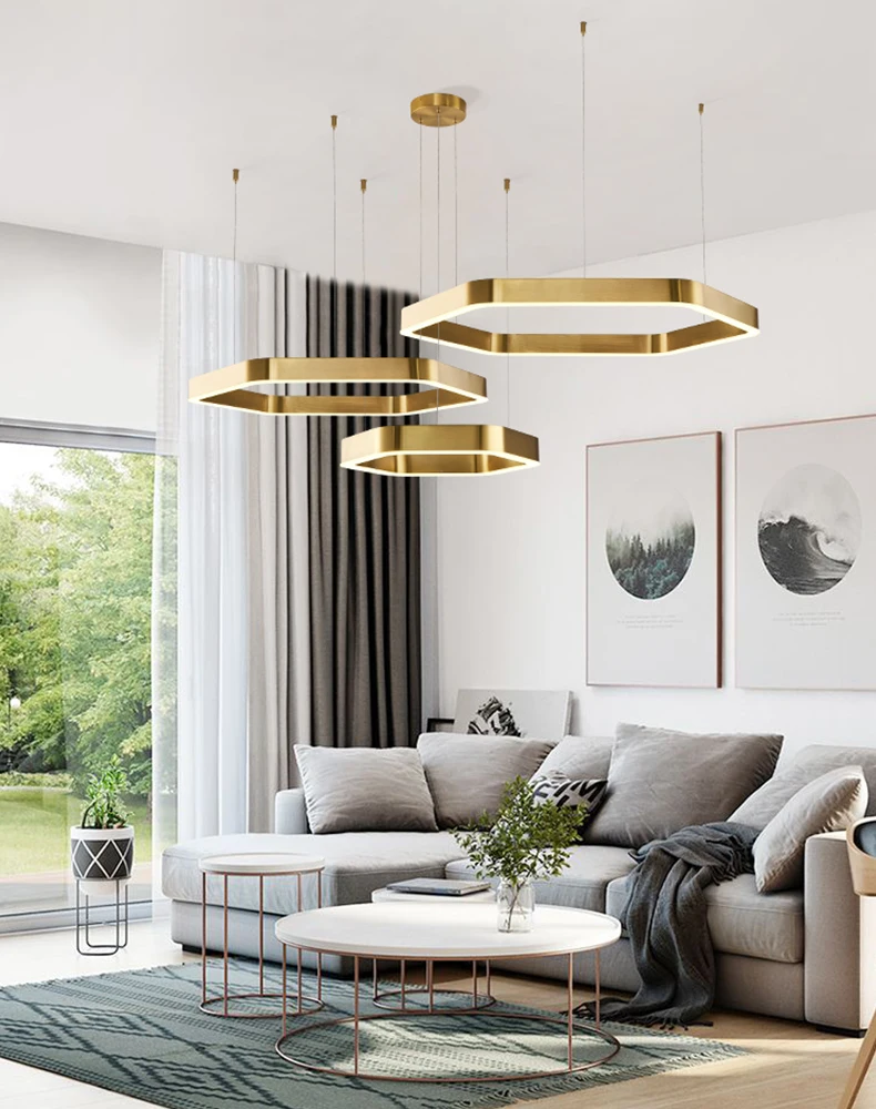 gold hexagon pendant light