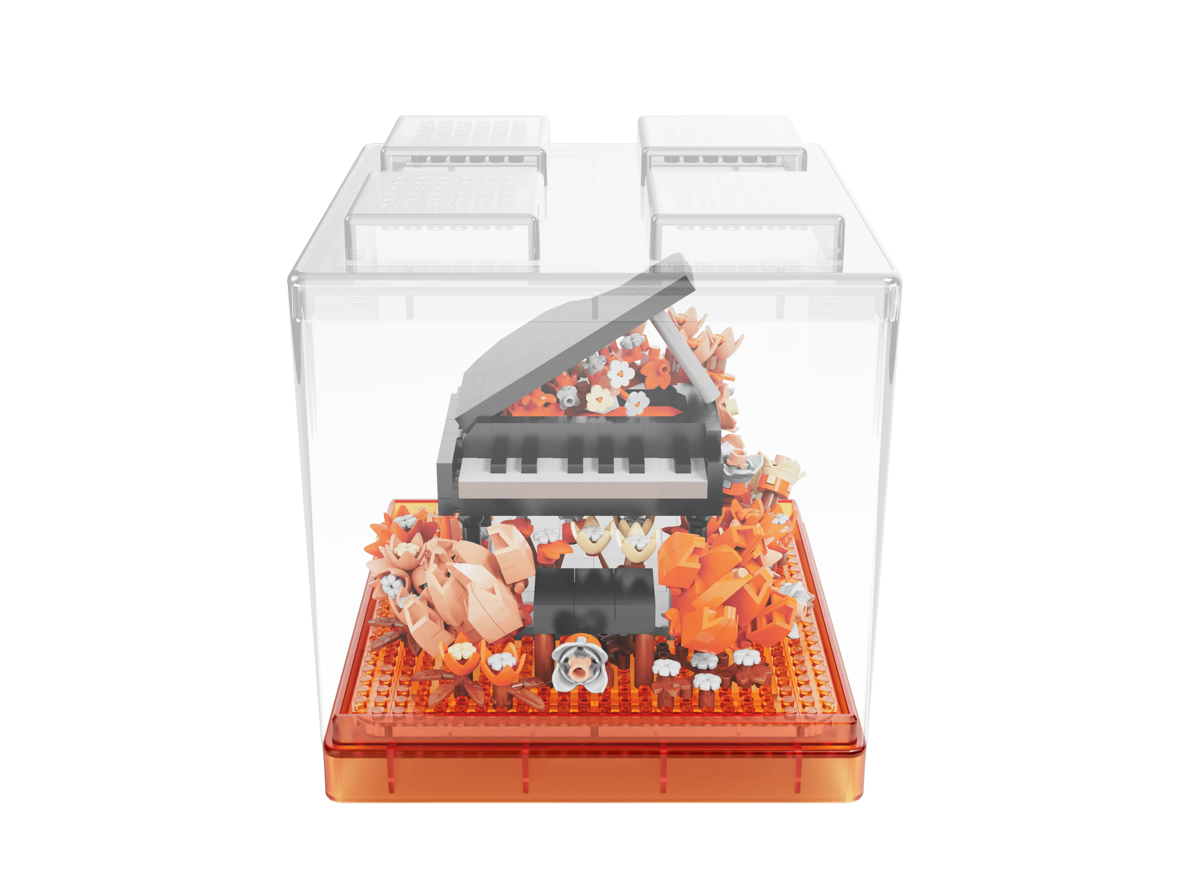 PinZhiXing Flower and Musical Instruments Piano Guitar Jazz Sax Building Blocks Sets Christmas Gifts Items