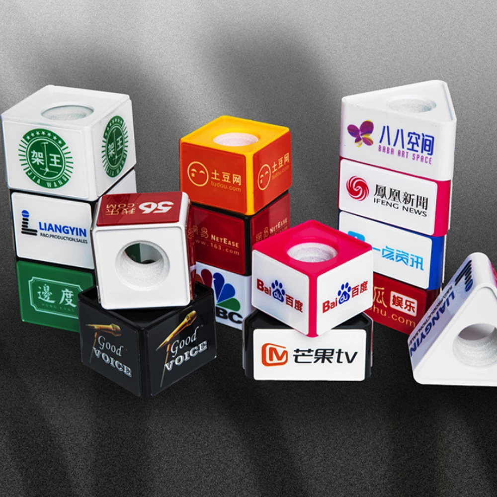 Microphone Logo Flag Station Cube Interview Mic Logo ABS Flags TV Station Reporter Mic Cube Box Foam Cover