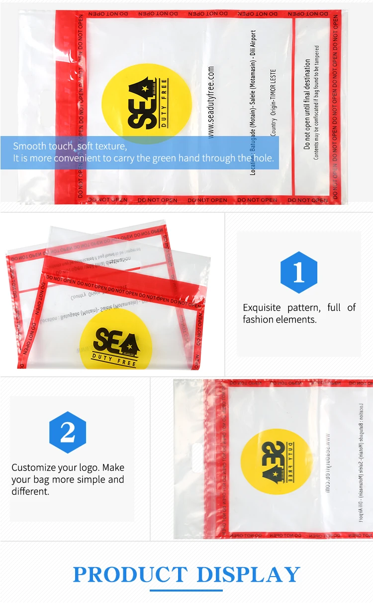 Factory Custom Plastic Airport ICAO STEB Security Bag for Duty Free Shop,duty Free Plastic Bags
