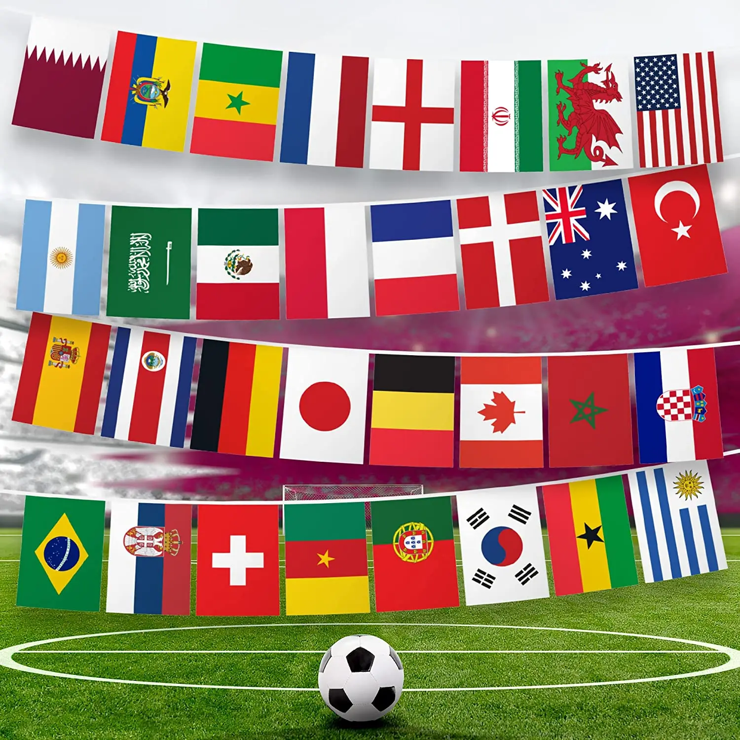 Palestine String Flag Polyester Fabric National Country Flag for Birthday Party Festival Decoration