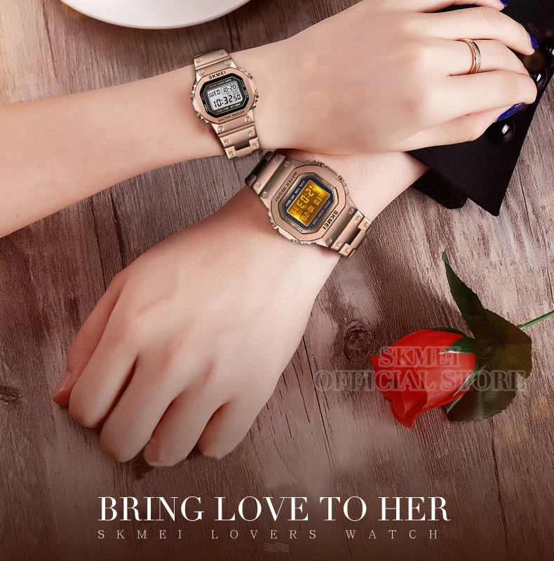 SKMEI  1456 1433 Fashion Digital Watch Men Women Couple Wristwatches 2Time Chrono Watches Waterproof horloges vrouwen mannen