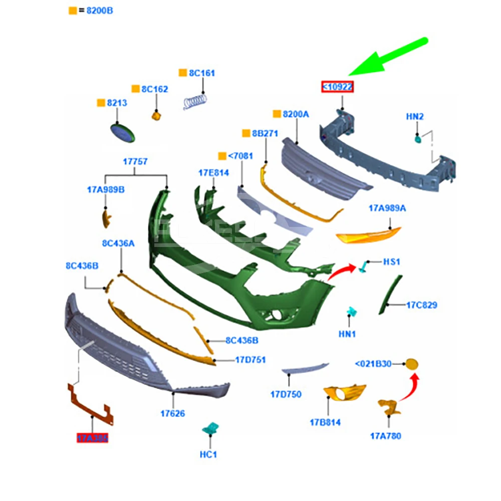 3M51R10922AM 3M51R10922AL 3M51R10922BB LQ-FKS-011 Front Bumper Support... — 3