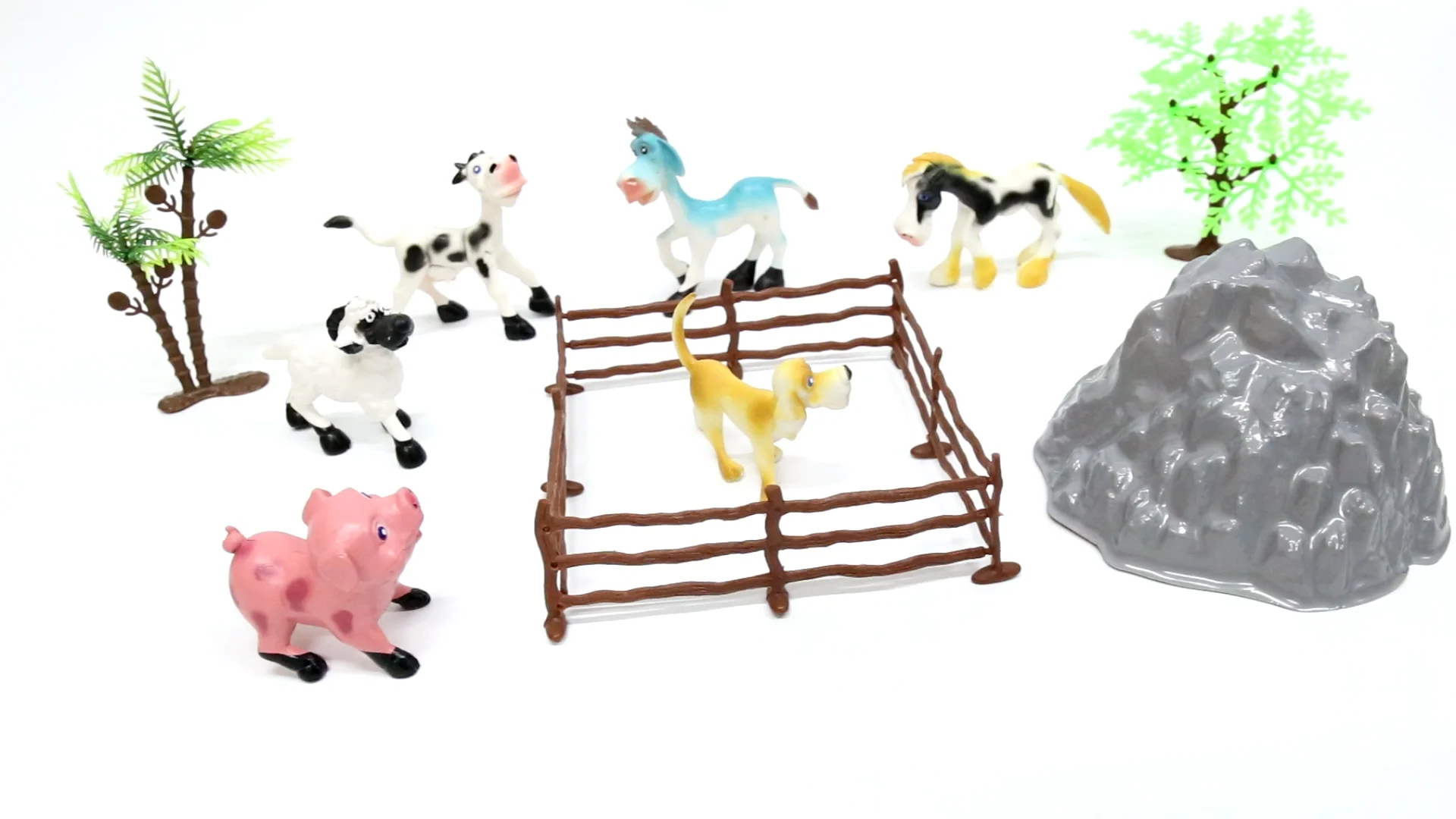 kidewan cartoon 14 pcs pig dog horse donkey cow lamb animal