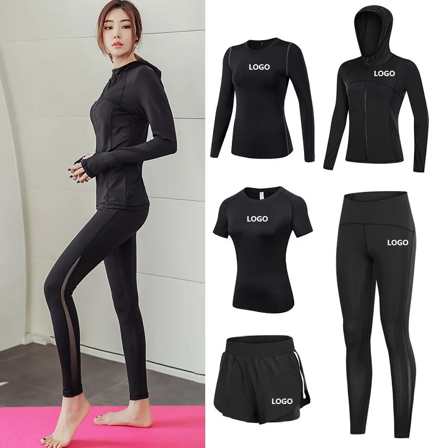 Vedo Gym Clothes 6pcs Set Custom Logo Polyester Quick Dry Workout Shirt