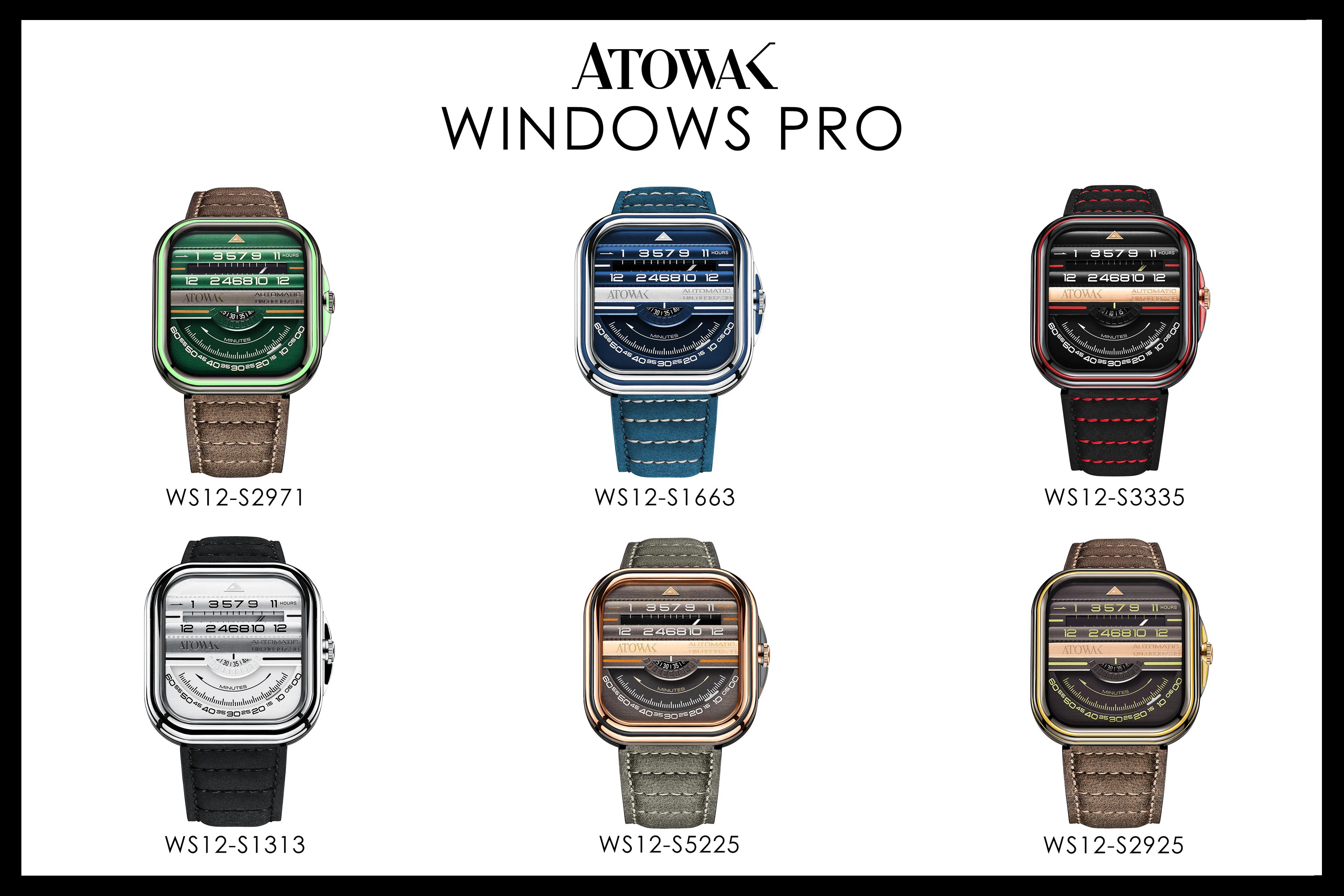 ATOWAK WINDOWS PRO funky High-end gifts watch Men's branded luxury Mechanical 316L Stainless steel Large dial Wristwatches