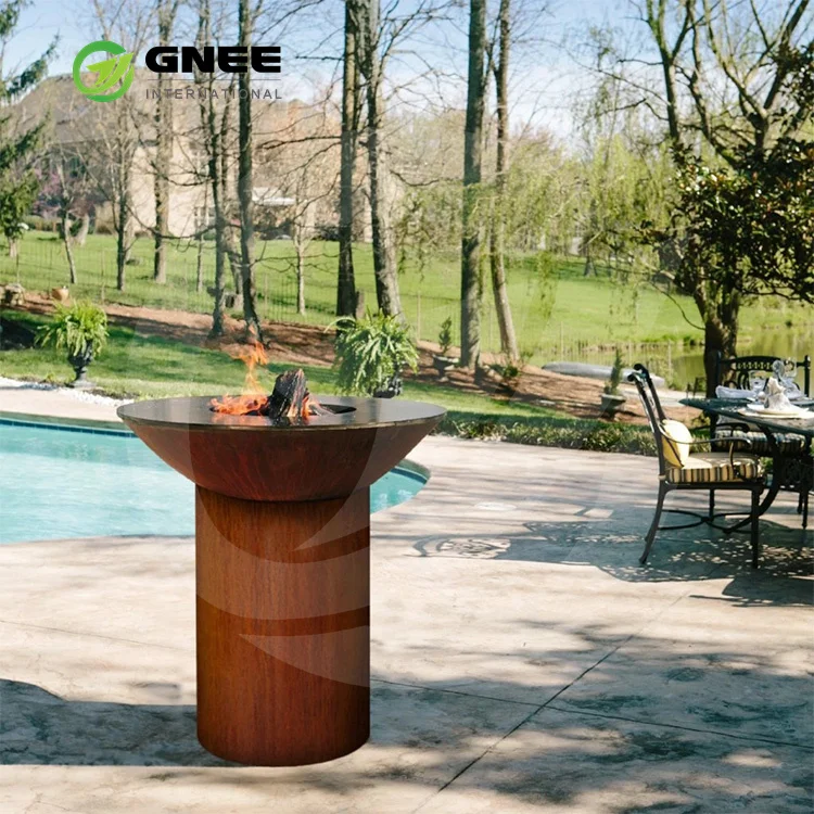 Corten Steel Outdoor Wood Fired Barbecue Outdoor Circular Fire Pit And ...