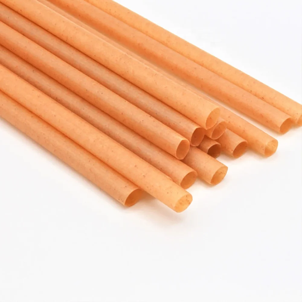 6mm 8mm Biodegradable Sugarcane Bagasse Straw With Individual Wrapped