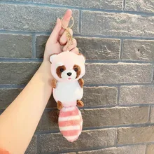 Hot Kawaii Mini Rag Doll Keychain Plush Stuffed Toys Raccoon Pendant Bag Key Ring for Boutique Gift