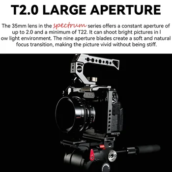 7artisans 35mm T2.0 Large Aperture Full Frame Cine Lens Manual Focus for Lei Ca L Sony E Nikon Z Mount Cameras DSLR Cinema Lens detail image