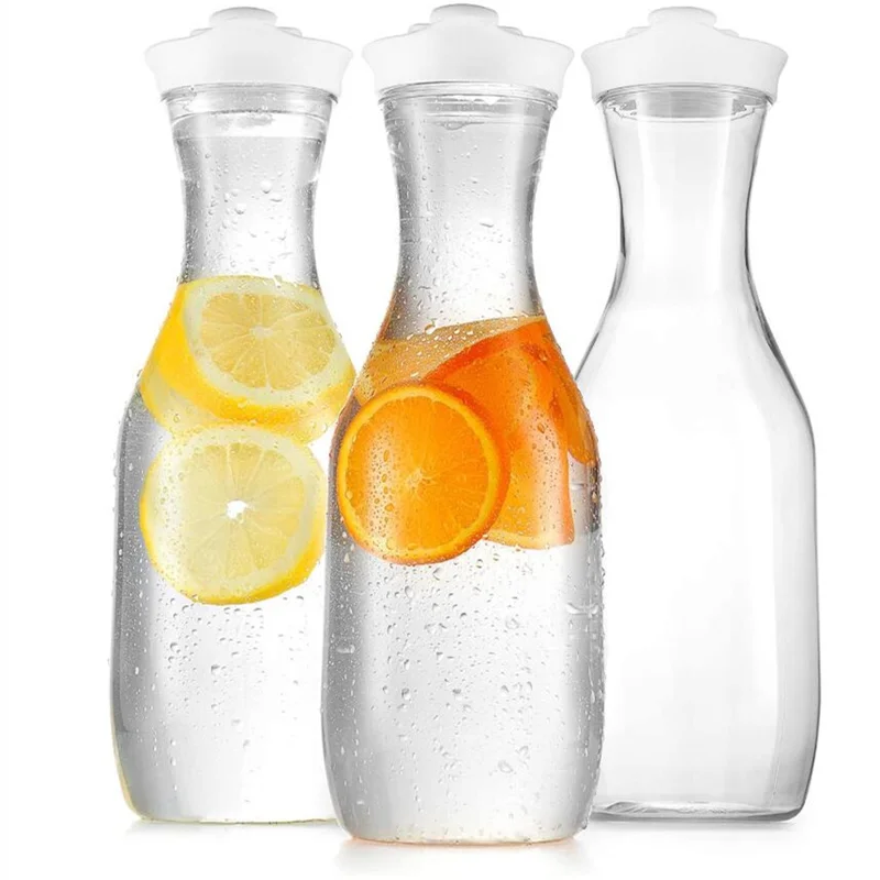  Stock Your Home 50 oz Square Carafes Plastic Juice Carafe with  Lids (Set of 4) 50 oz Carafes for Mimosa Bar, Drink Pitcher with Lid, Water  Bottle, Milk Container, Clear Beverage