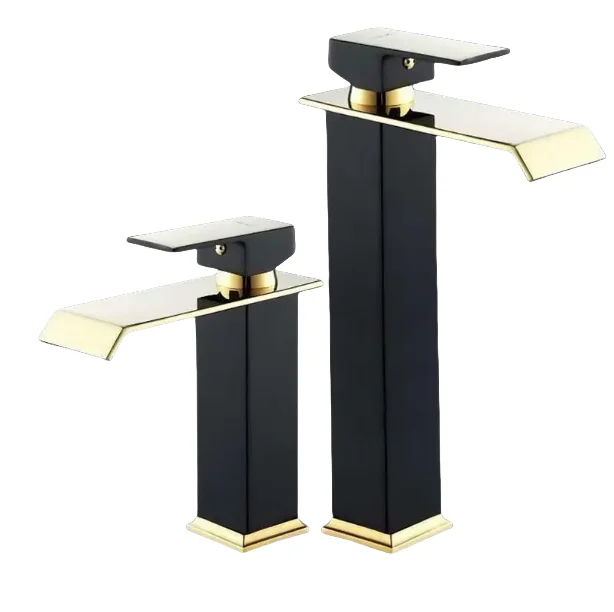 Top quality brass bathroom basin faucet waterfall hot and cold water mixer square bathroom sink faucet