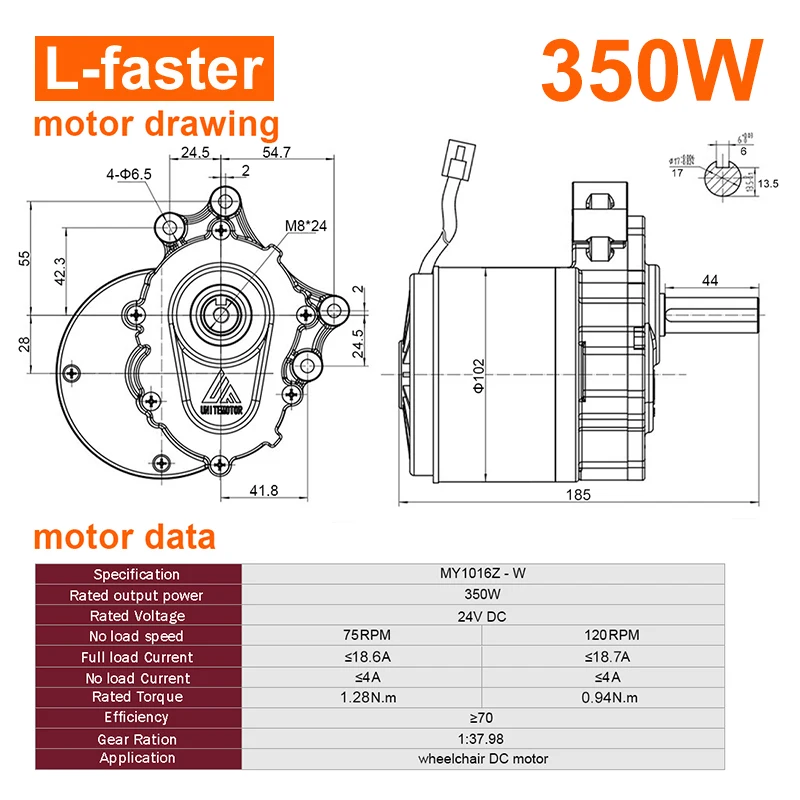 6WD 24V 350W Motor Electric Six Drive Kit 10 Inch Wheel Set for DIY Electrical 6x6 Lawnmower Barrow Trolley Car