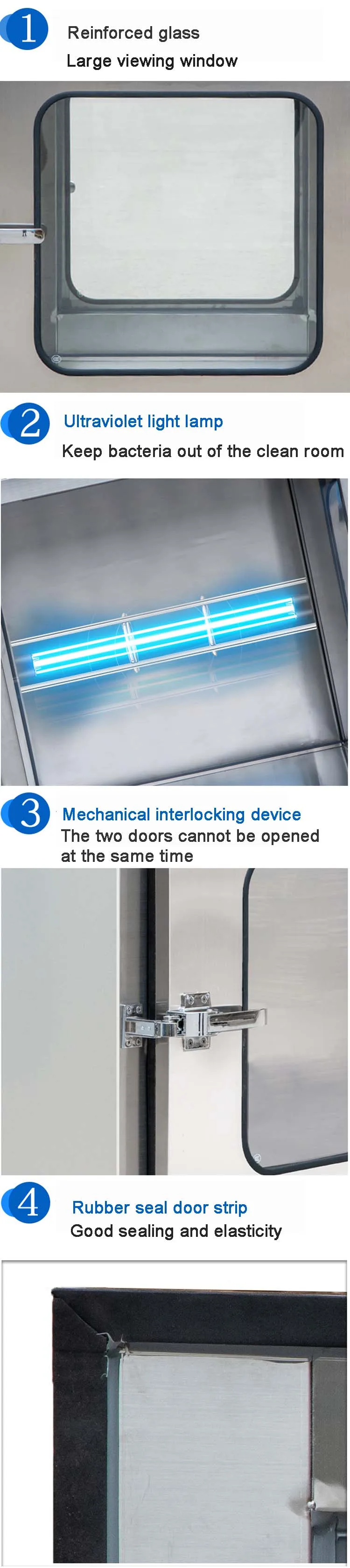 product clean room pass box built in door stainless steel 304 dynamic pass box for hospital laboratory-16