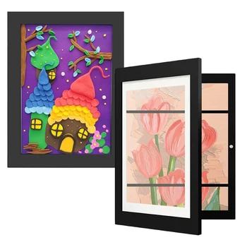 Front Opening Kids Artwork Frames Changeable Holds 50 Pcs Children Art Projects