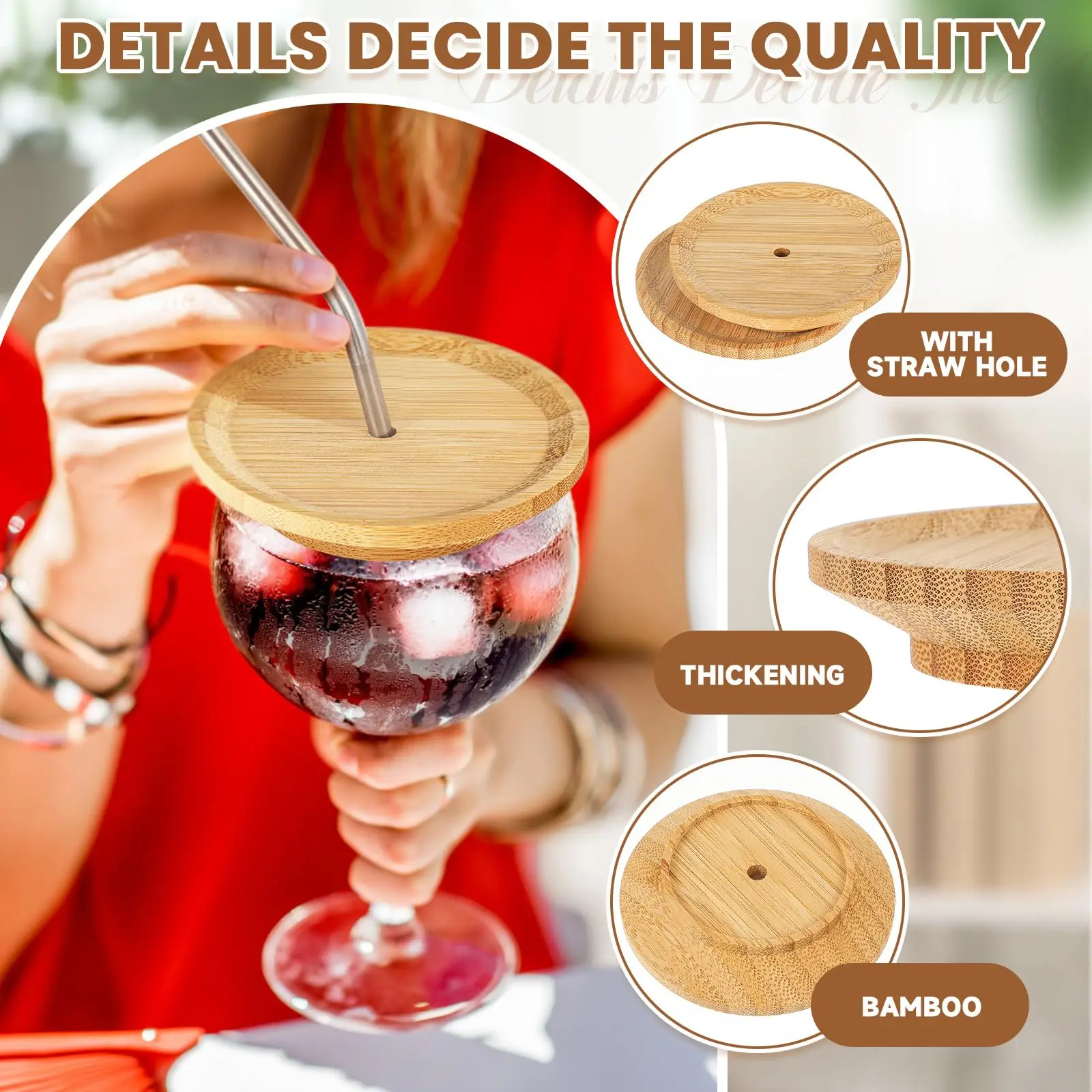Honeydak 16 Pcs 4" Wine Glass Charcuterie Topper Wine Glass Topper Coasters Plate Round Bamboo Wine Glass Covers Charcuterie Holder Board Topper For Family Gatherings Wedding Restaurants Bars