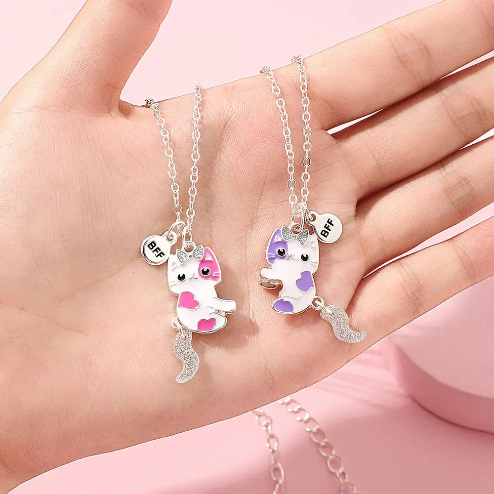 SC New Fashion Best Friend Necklace Cute Magnetic Cat BFF