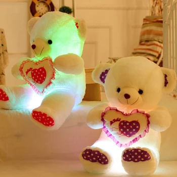 Light Up LED glow in the dark teddy bear Stuffed plush Toys Wholesale Musical Teddy Bear Valentine's Day