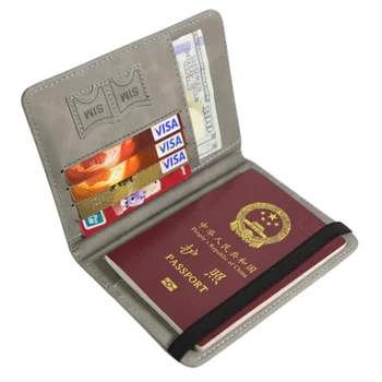 RFID Blocking Passport Cover for Women Men Traveling Document PU Leather Passport Holder with Elastic Band