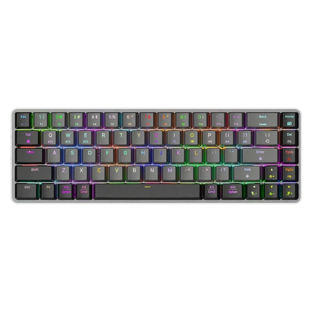 68 Keys Macro-programmable Bluetooth Aluminum Low Profile Mechanical Keyboard Silent RGB Wireless Gaming Keyboard