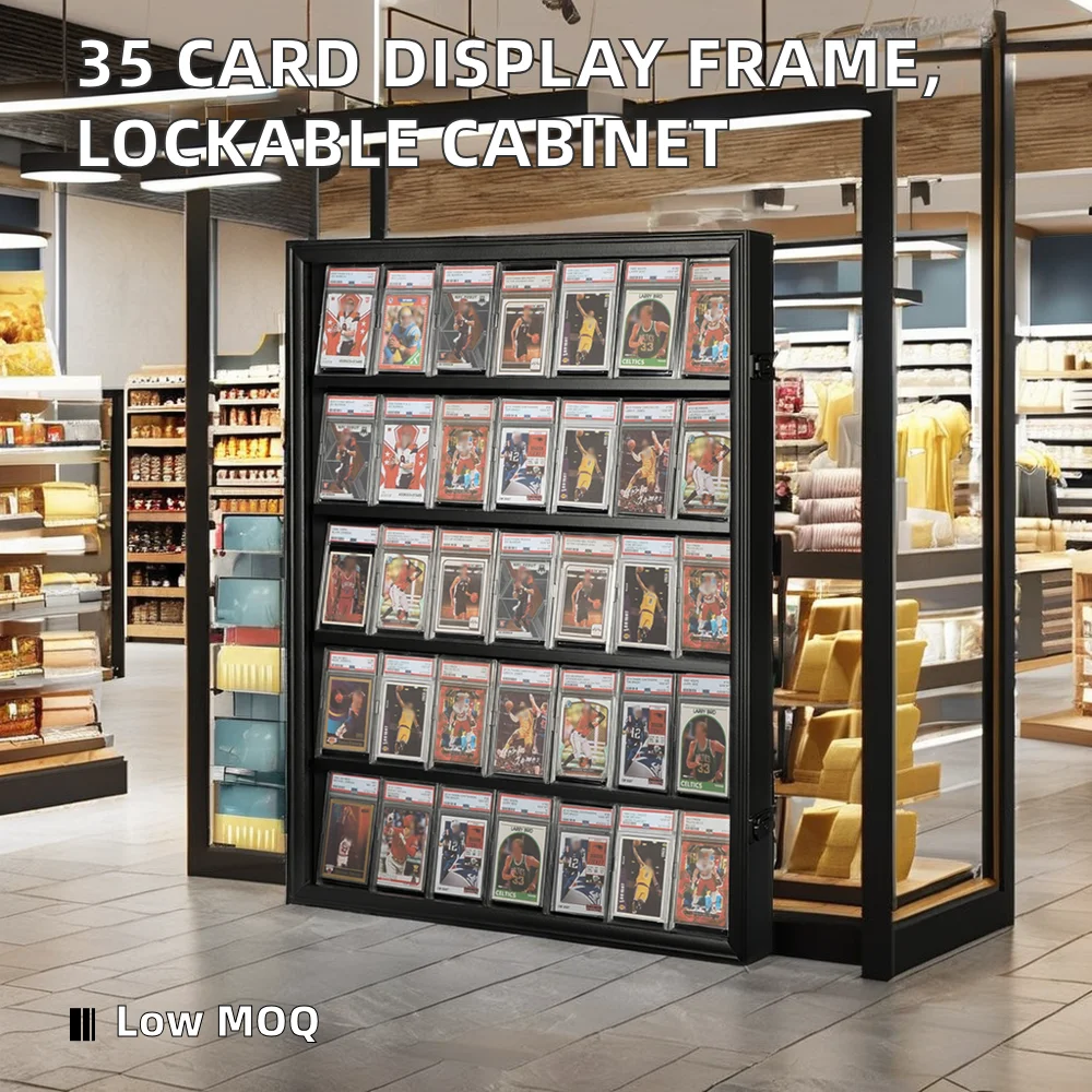 lorcana card sleeve KCRasan 35 Graded Sports Card Display Frame -Baseball Card Display Case  Lockable - Trading Card Collector Wall Display Holder for Basketball  Football Hockey Cards, UV Protection Acrylic(Black) : Sports & Outdoors main image 1