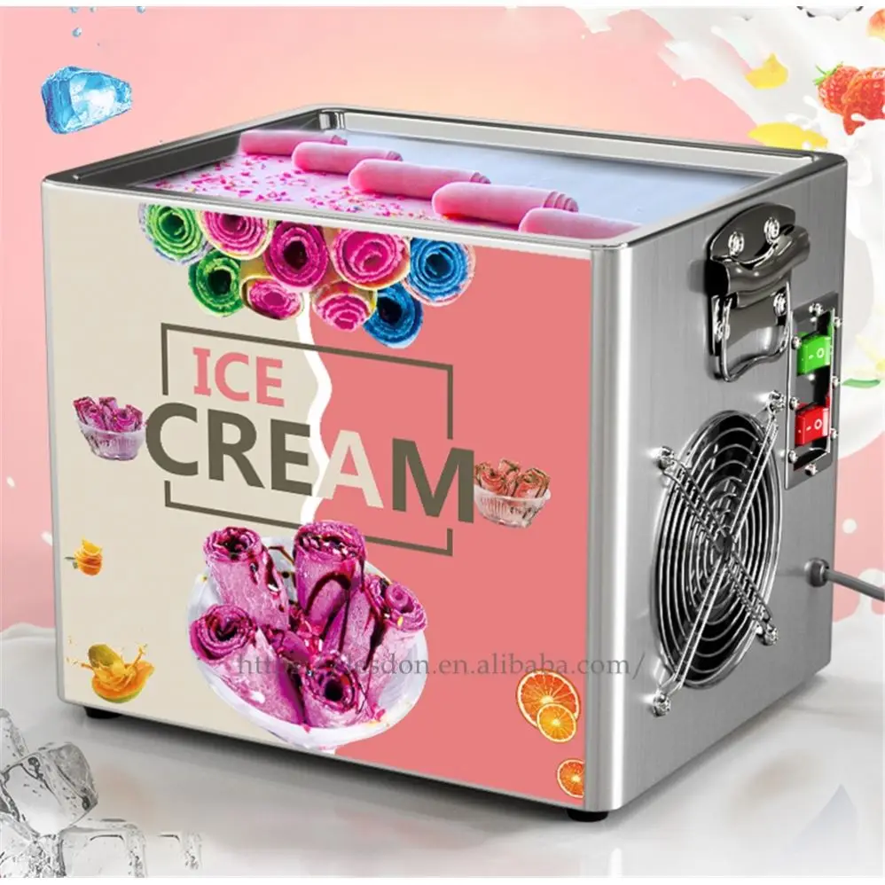 Cheap Mini Electronic Squared Mobile Pan Plate Street Small Fried Ice Cream Roll Machine Fried Ice Cream Roll Machine