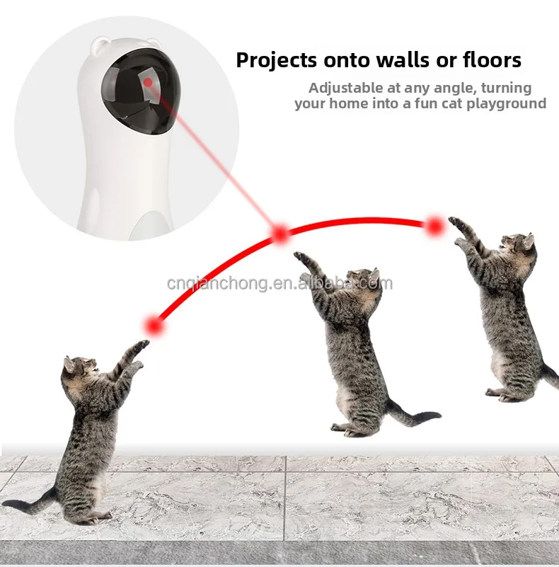 Interactive Smart Timing Cat Laser Toy White Cat Shape ABS Automatic ...