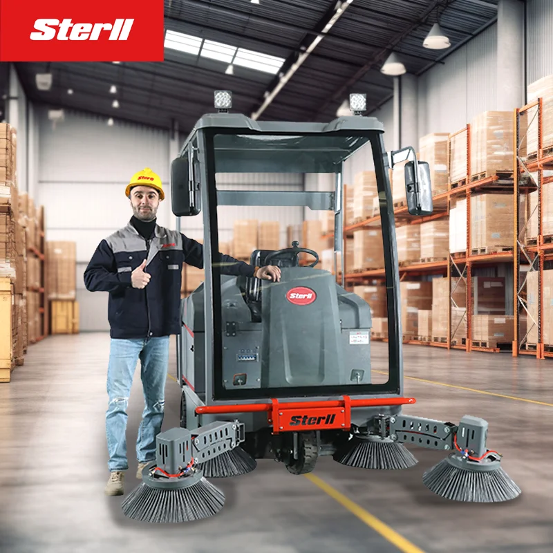 STERLL ST8 Commercial Garage Sweeper Cleaning Floor Machine Manual Cheap Streets Sweepers with CE with water gun