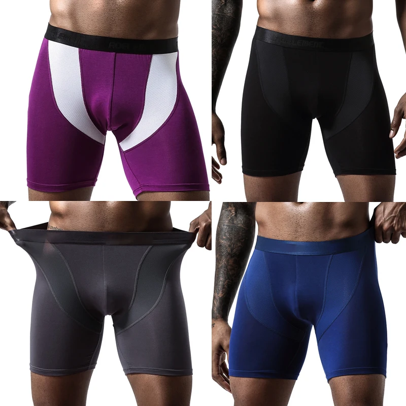 PLUS SIZE Ice Mesh Boxer Briefs for Men Sport Running Plus Long Anti-wear Leg Modal Boxers Long Legs