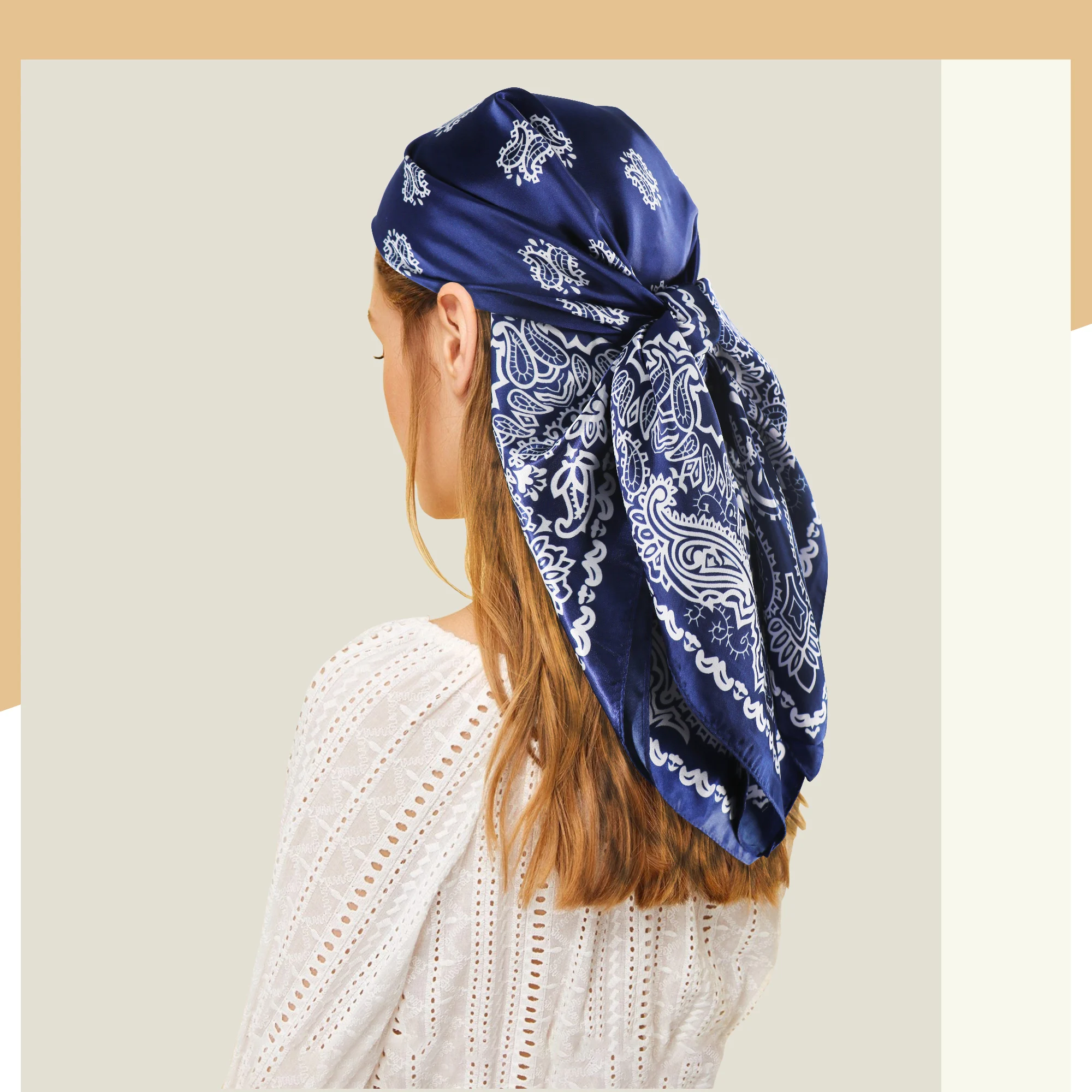 Shop Wholesale 90*90cm Polyester Satin Headband Scarves