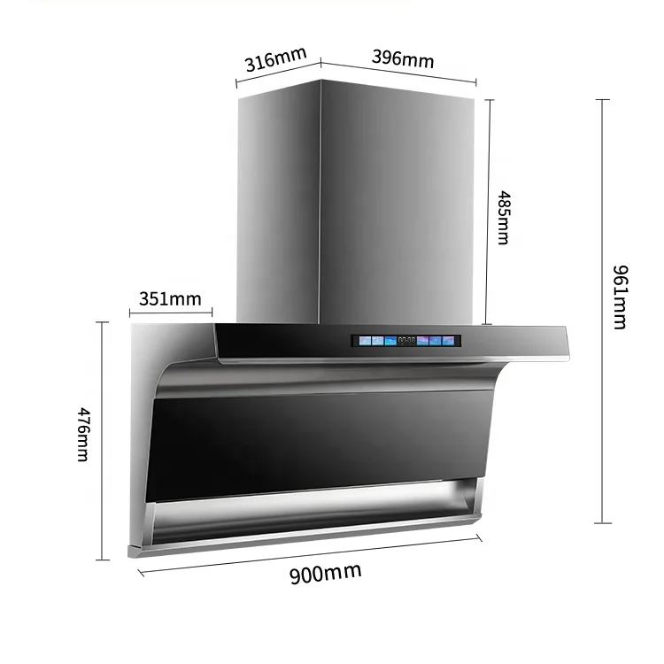 Kitchen Appliances Smart Range Hood Voice Control 7 Shape Cooker Hood