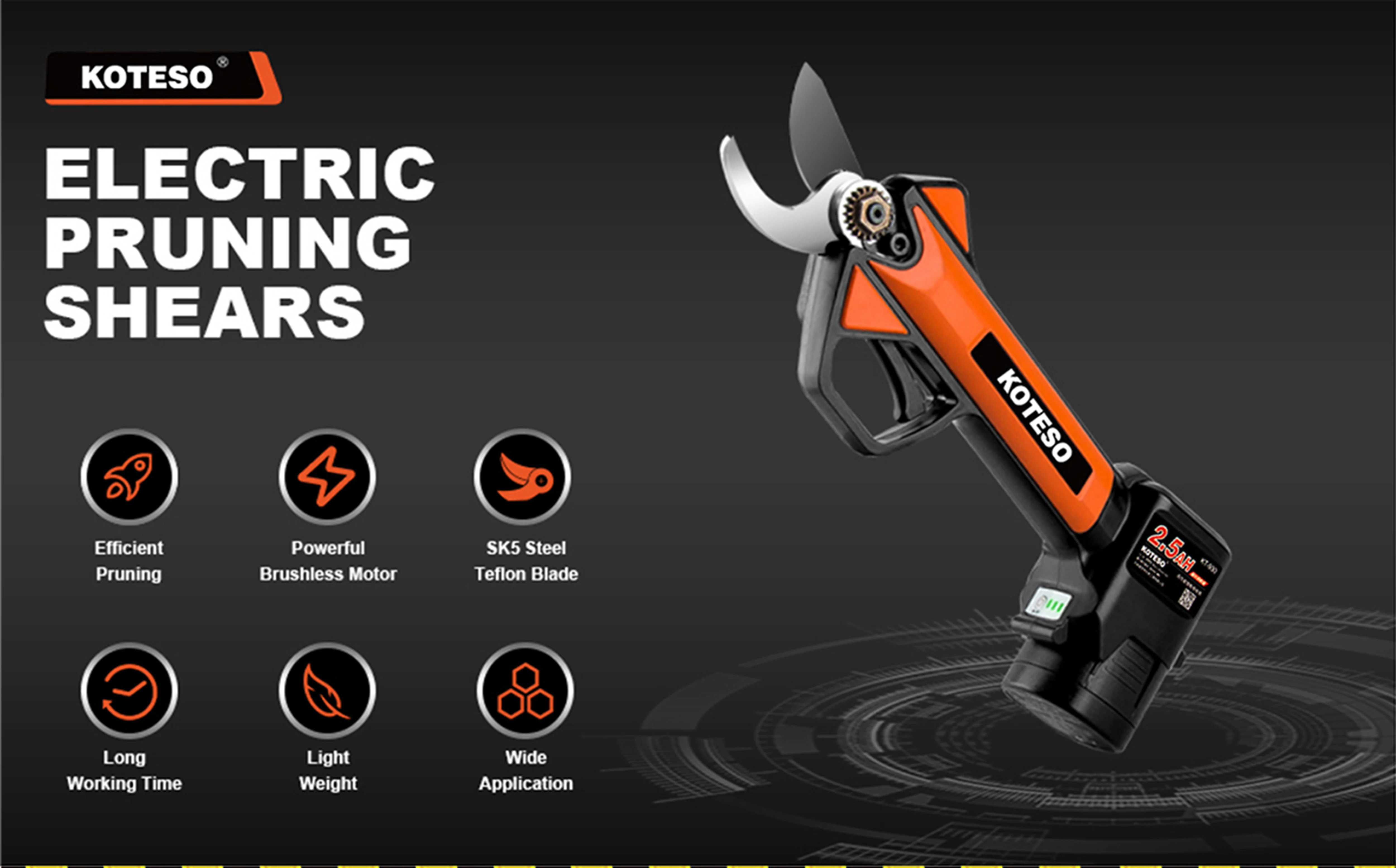 Koteso 28mm Pruning Shear 16.8v Power Shears Cordless Electric Scissors ...