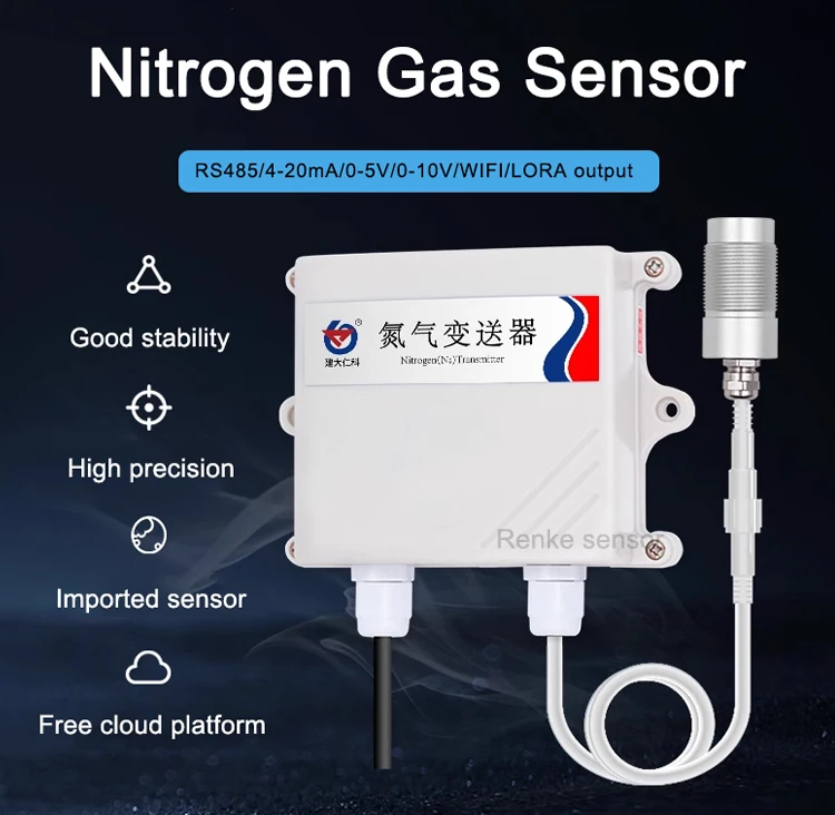 Renke High Precision Nitrogen Modbus Sensor N2 Nitrogen Gas Detector Price